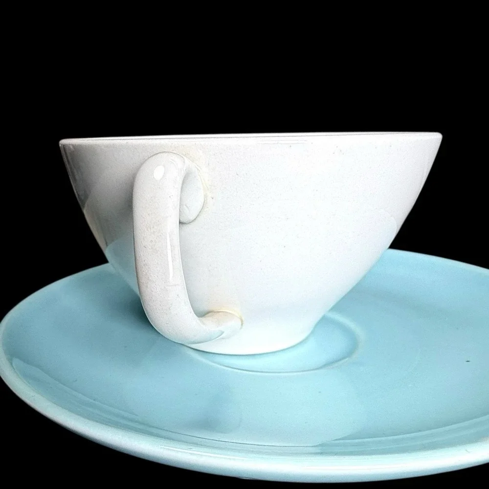 Steubenville Pottery Fairlane Cup & Saucer Coffee Cup‎ Teacup Pink Blue Floral